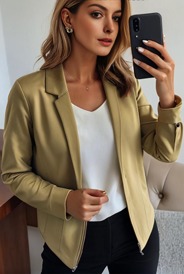 sophisticated split front blazer with long sleeves 107232