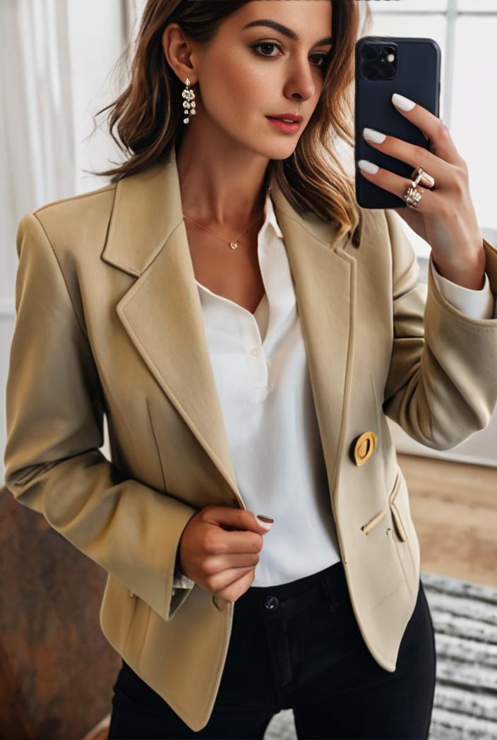 sophisticated split front blazer with long sleeves 107233