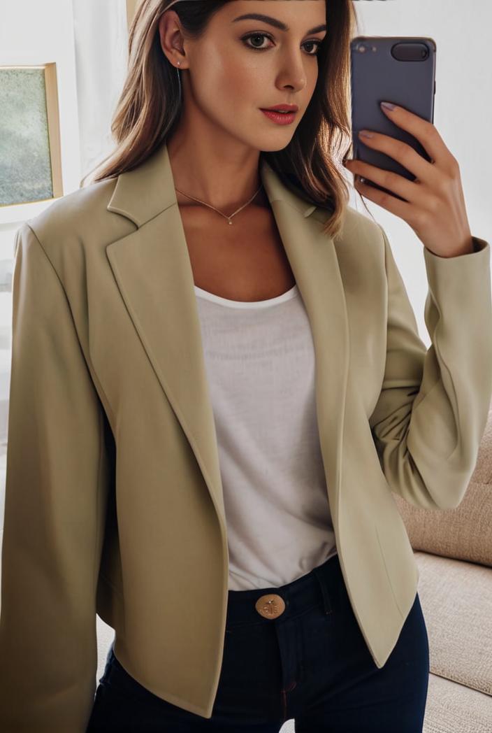 sophisticated split front blazer with long sleeves 107235