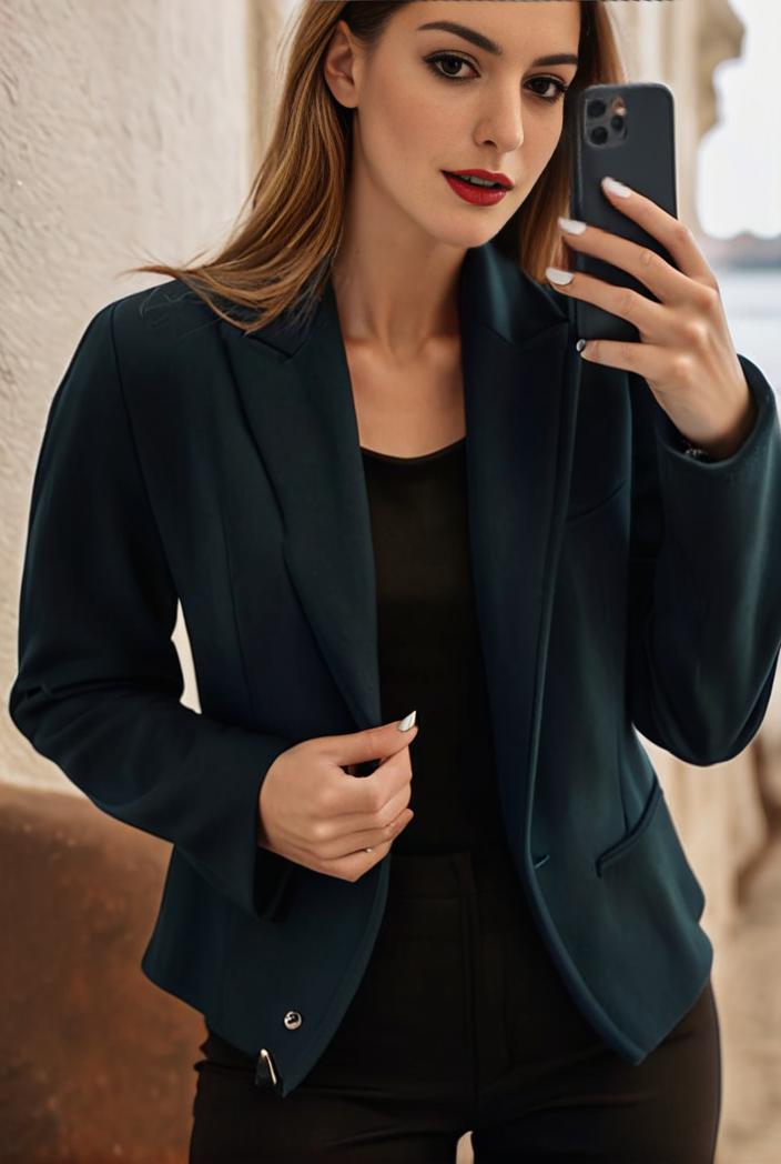 sophisticated split front blazer with long sleeves 107236