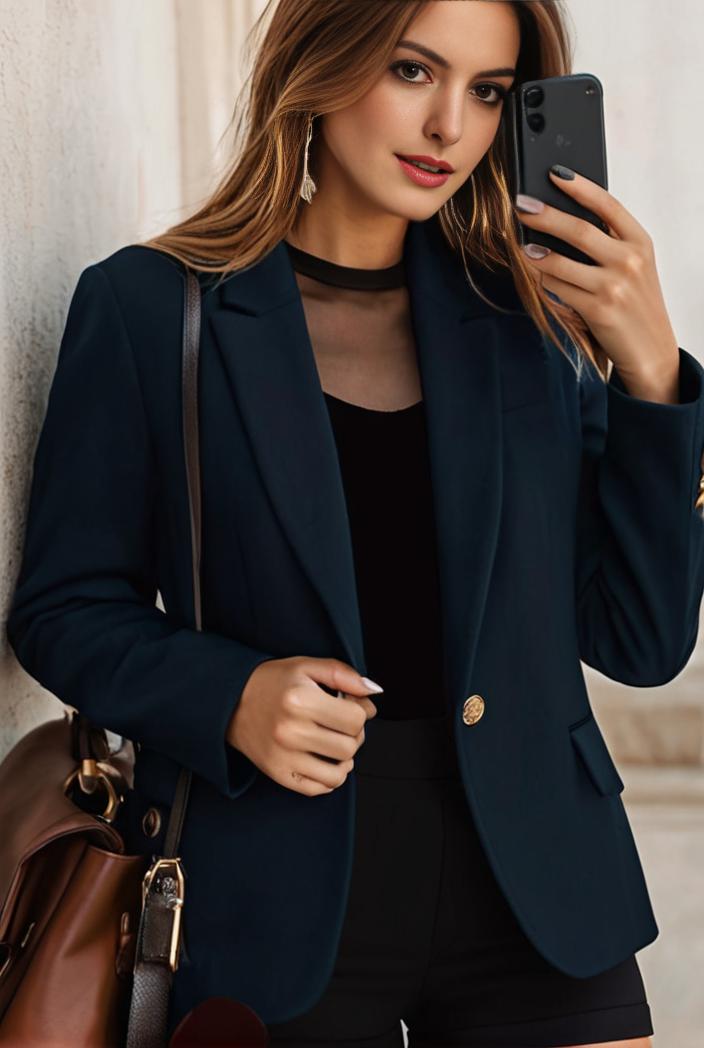 sophisticated split front blazer with long sleeves 107237