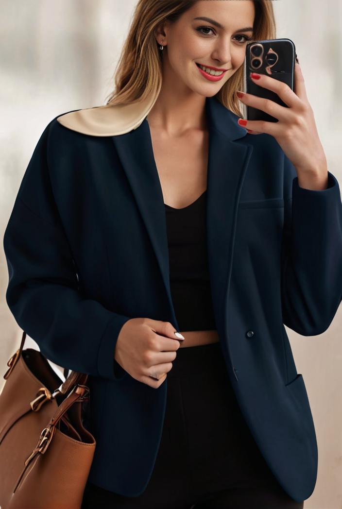 sophisticated split front blazer with long sleeves 107238