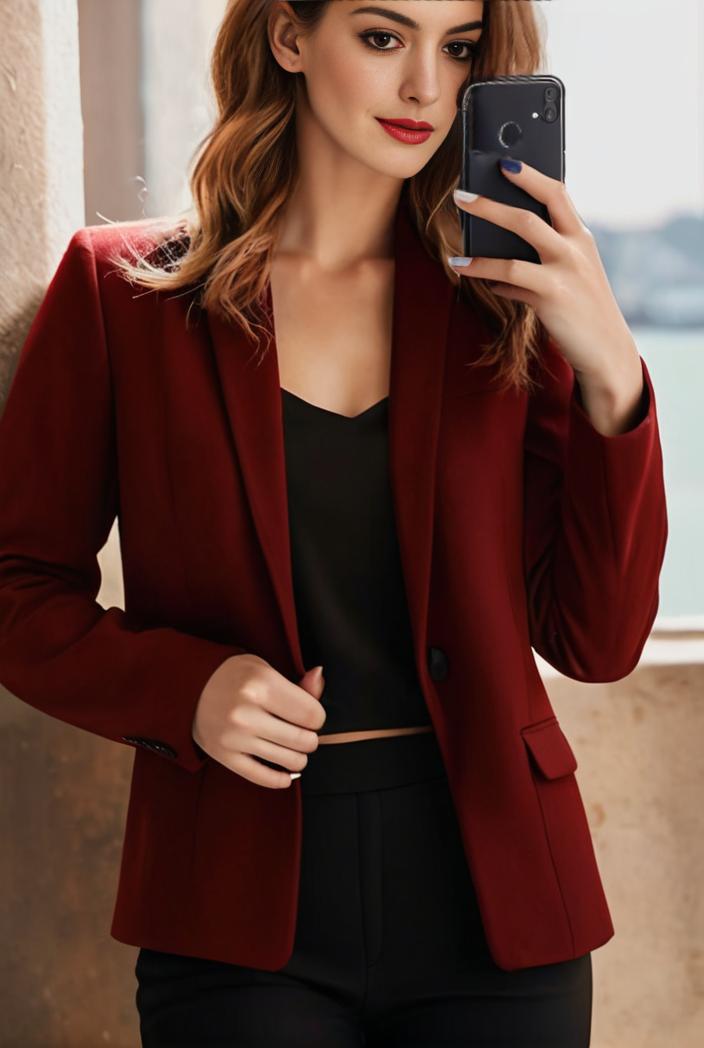 sophisticated split front blazer with long sleeves 107252