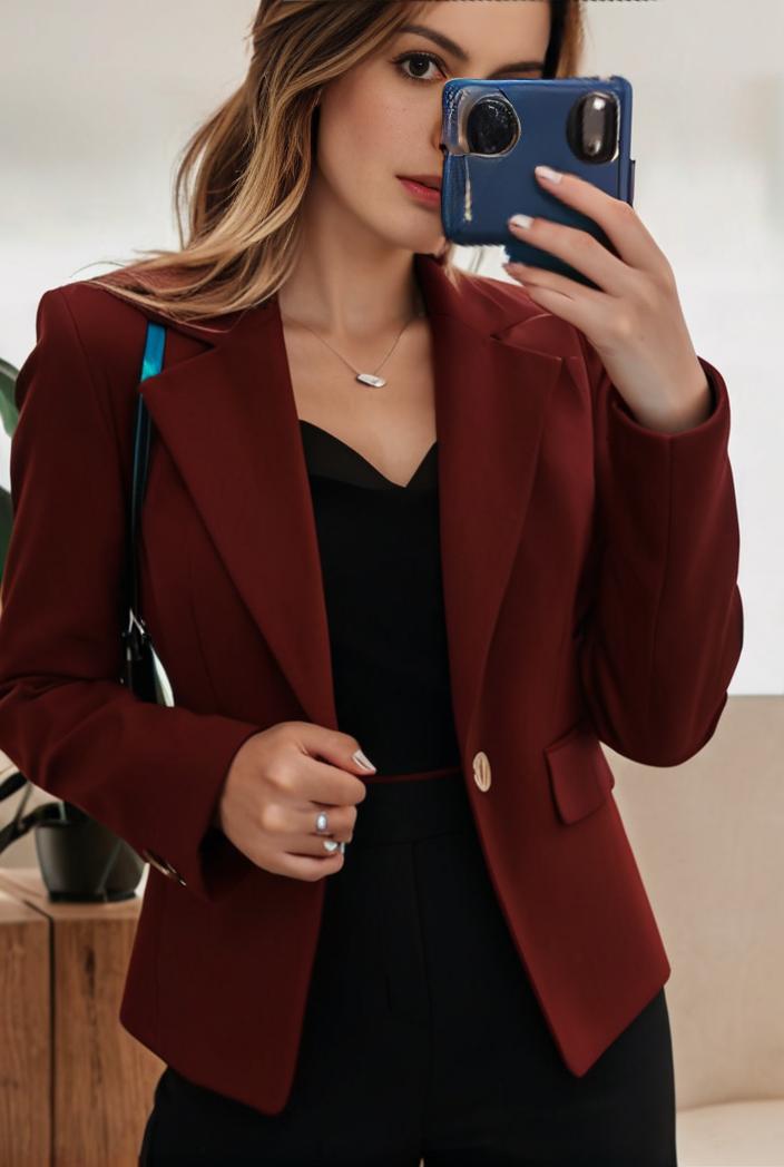sophisticated split front blazer with long sleeves 107254