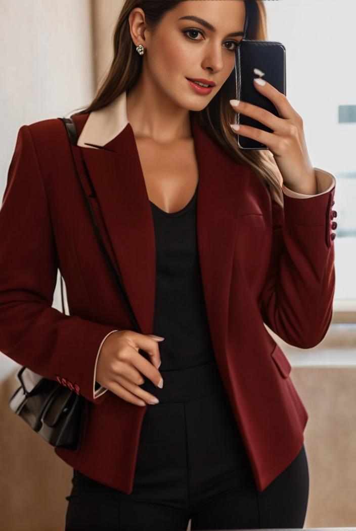 sophisticated split front blazer with long sleeves 107255