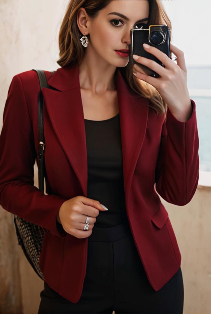 sophisticated split front blazer with long sleeves 107257