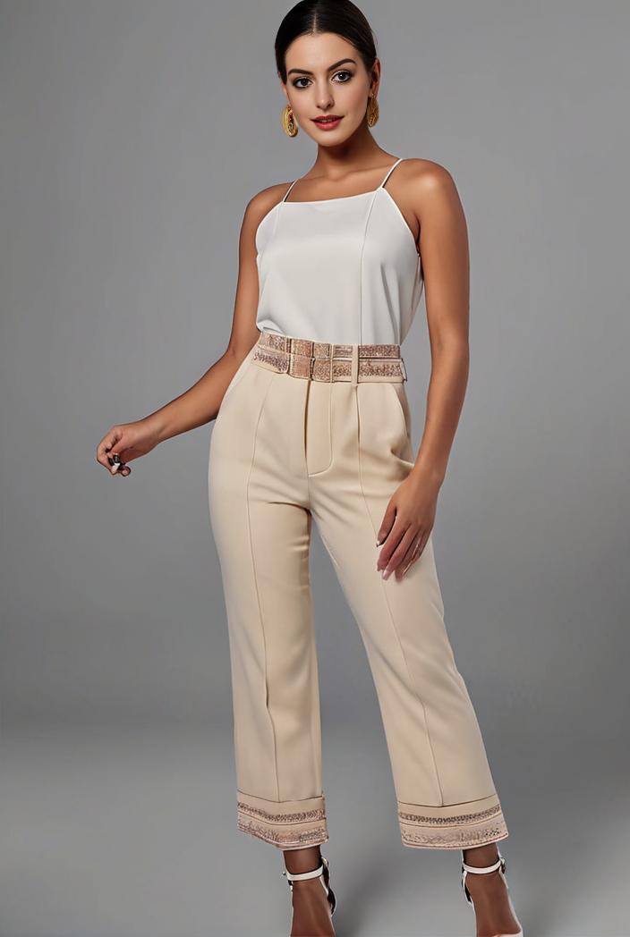 stylish sleeveless jumpsuit with tie waist and flap pockets for women 108848