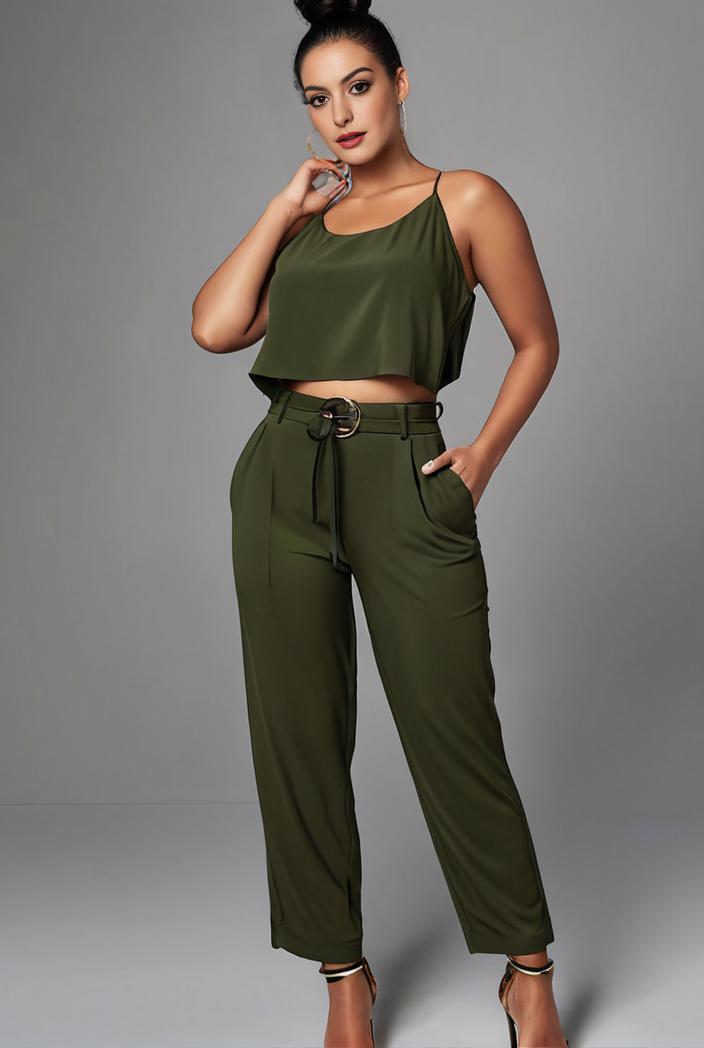 stylish sleeveless jumpsuit with tie waist and flap pockets for women 108893