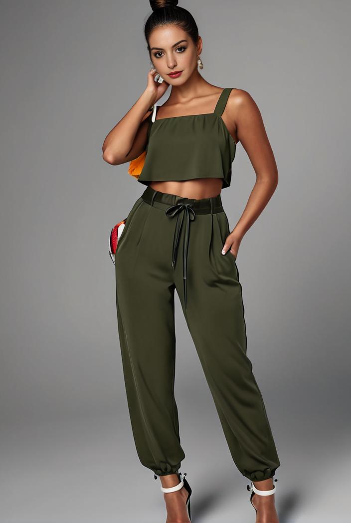 stylish sleeveless jumpsuit with tie waist and flap pockets for women 108894