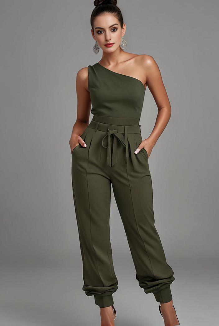 stylish sleeveless jumpsuit with tie waist and flap pockets for women 108896