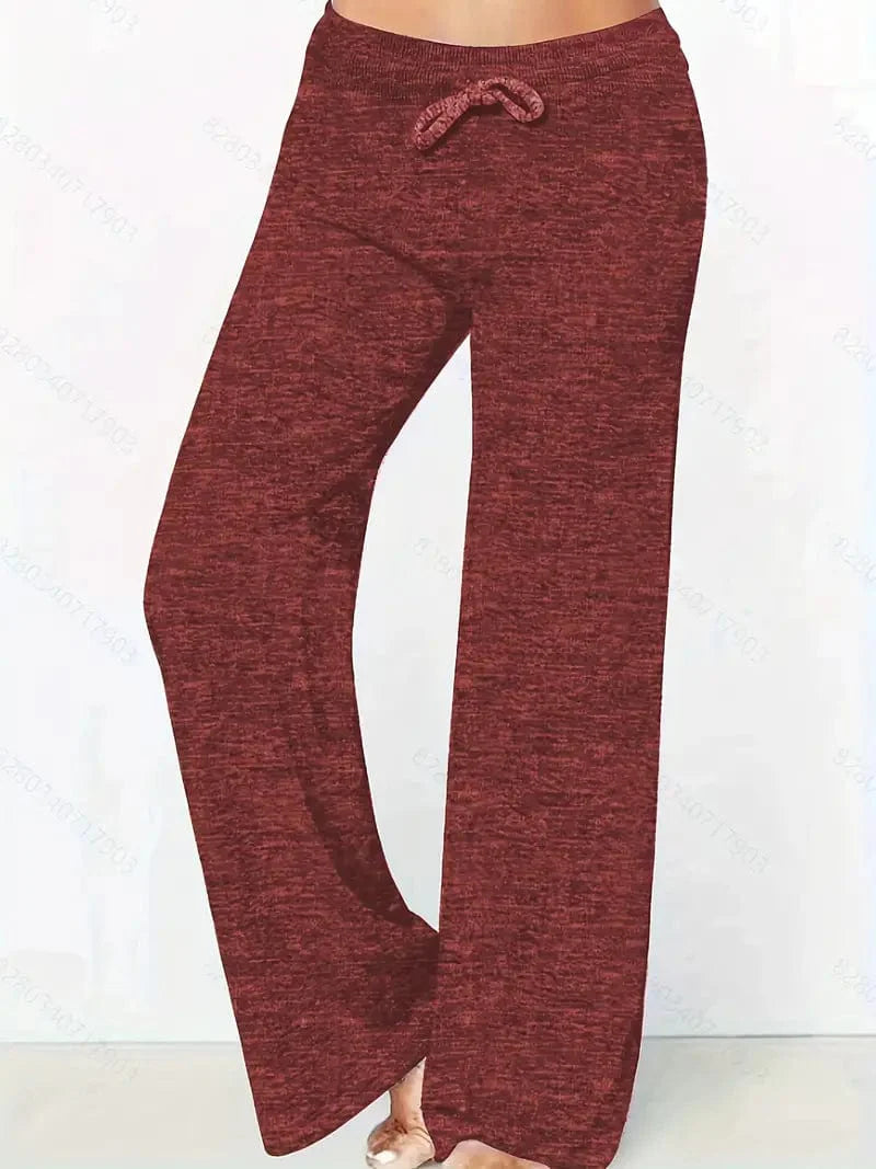 Relaxed Fit Drawstring Trousers, Loose Fit Pants Ideal for Spring & Autumn, Women's Apparel