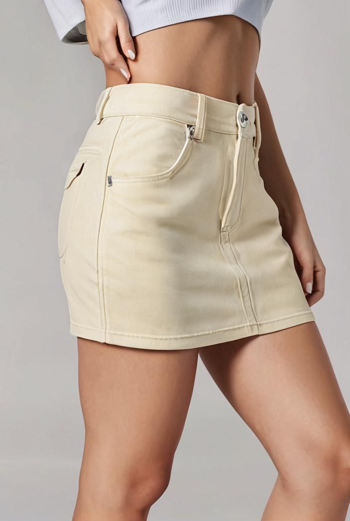 y2k kpop style denim skirt with double button closure and flap pockets 114710