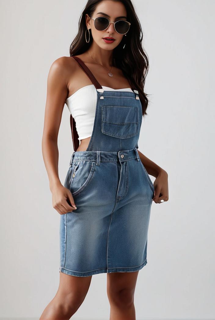 blue denim jumpsuit with distressed ripped details for women 115915