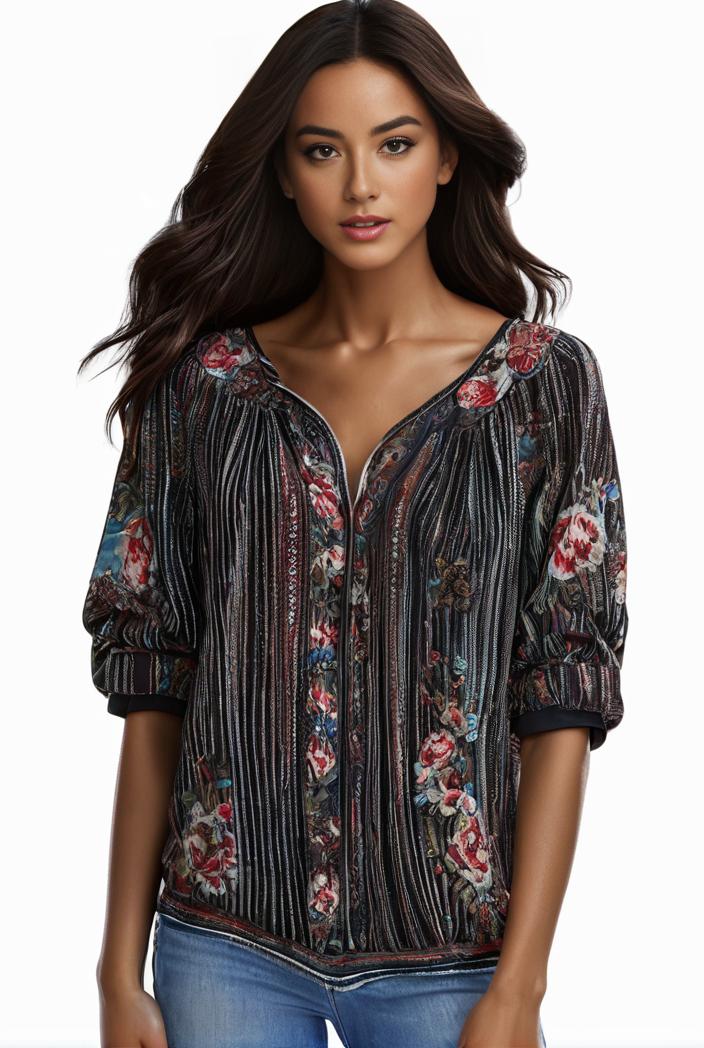 plus size boho top women s plus allover paisley print half sleeve v neck slight stretch top 108208