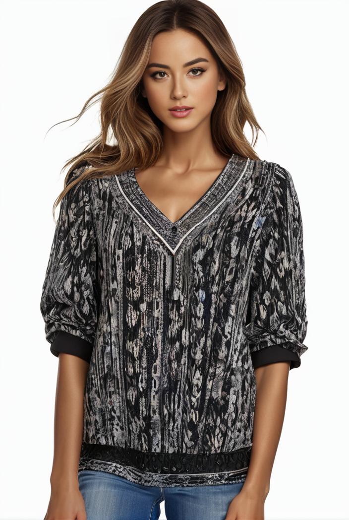 plus size boho top women s plus allover paisley print half sleeve v neck slight stretch top 108216