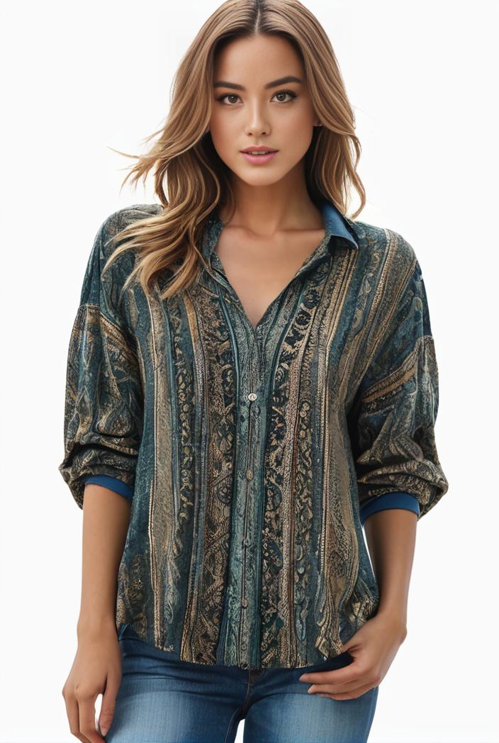 plus size boho top women s plus allover paisley print half sleeve v neck slight stretch top 108220