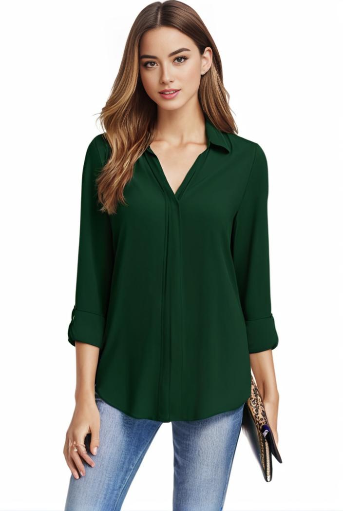 plus size casual blouse women s plus solid half sleeve turn down collar tunic top 108245