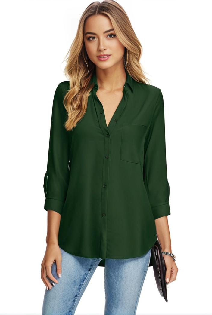 plus size casual blouse women s plus solid half sleeve turn down collar tunic top 108251