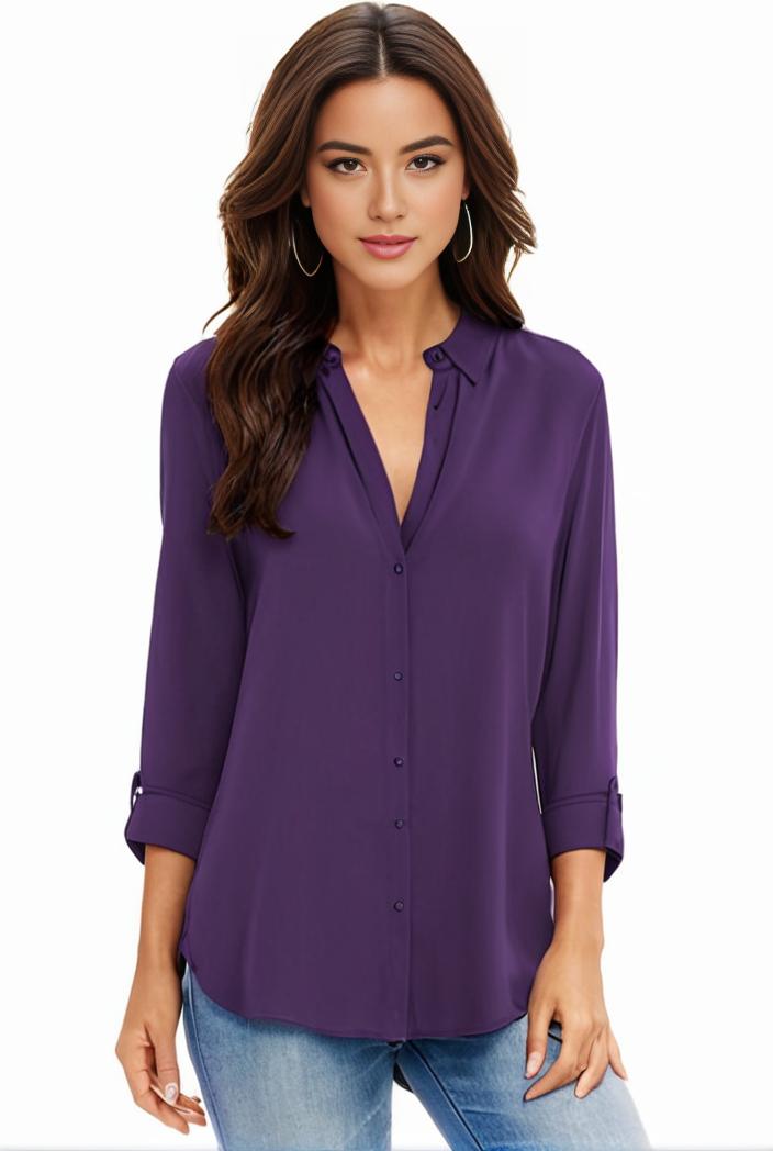 plus size casual blouse women s plus solid half sleeve turn down collar tunic top 108254