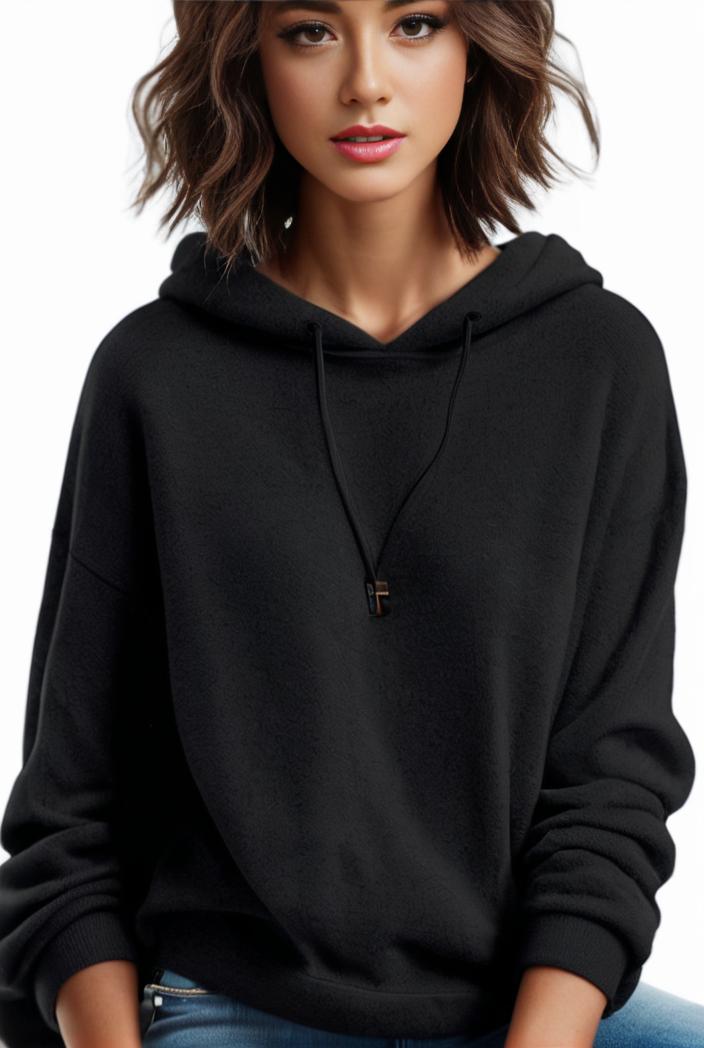 plus size casual hoodie women s plus solid ribbed long sleeve slight stretch hoodie drawstring sweatshirt 108345