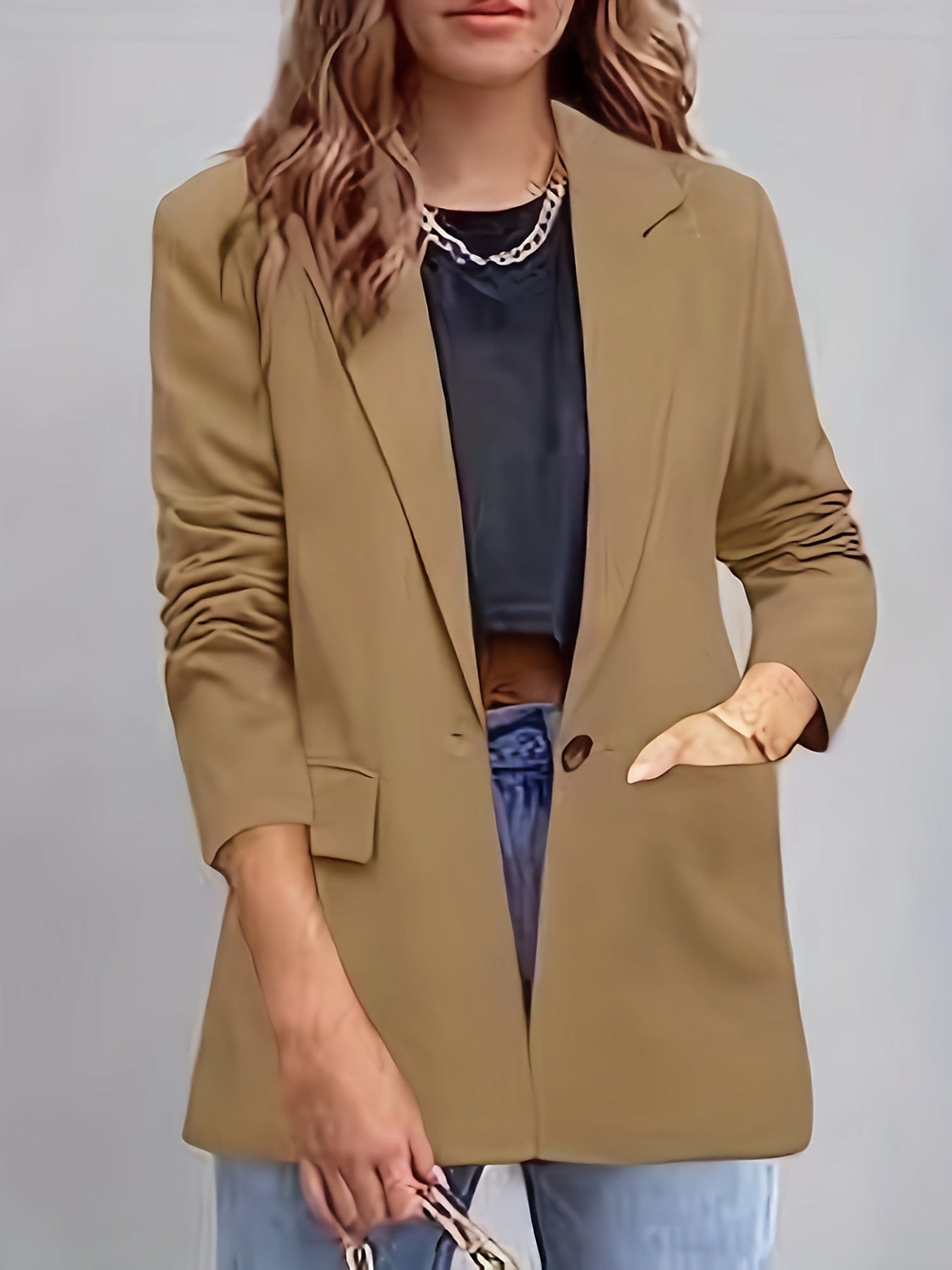 Office Work Lapel Stylish Button Front Blazer