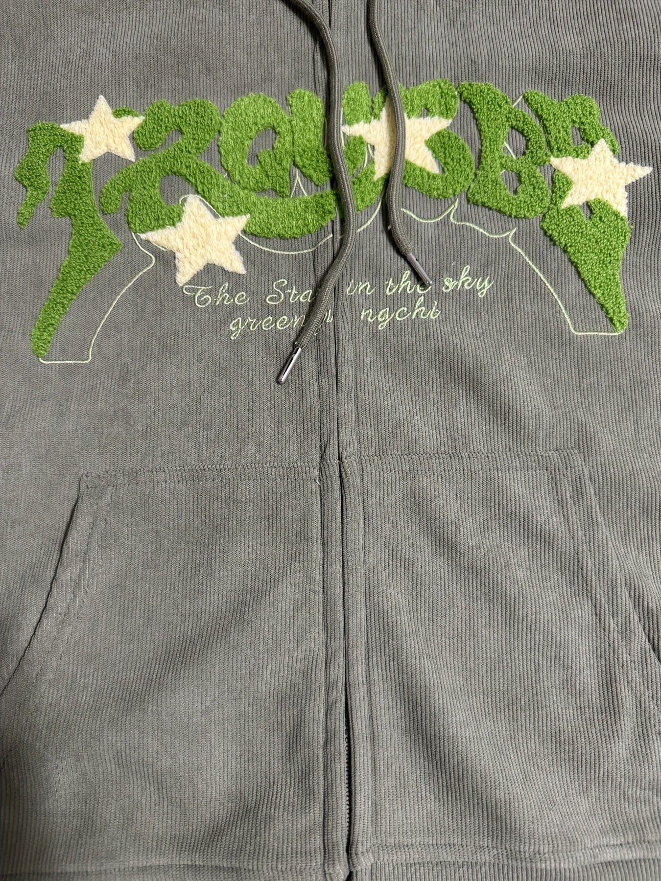 Stylish Zip Up Drawstring Letter Print Slant Pockets Hoodie