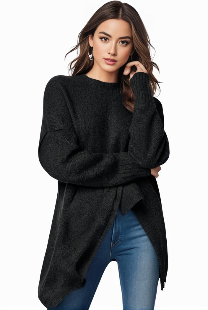 plus size casual sweater women s plus solid tassel trim long sleeve cowl neck high stretch jumper 108550