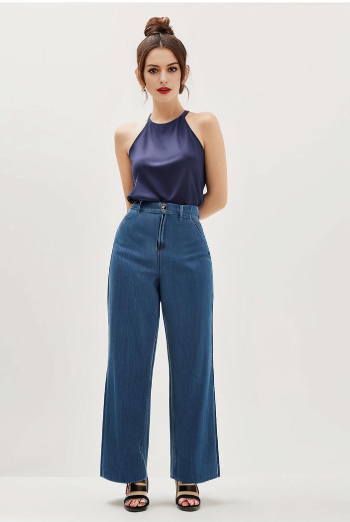 relaxed fit blue denim romper with slant pockets distressed denim coverall stylish women s denim outfit 114856