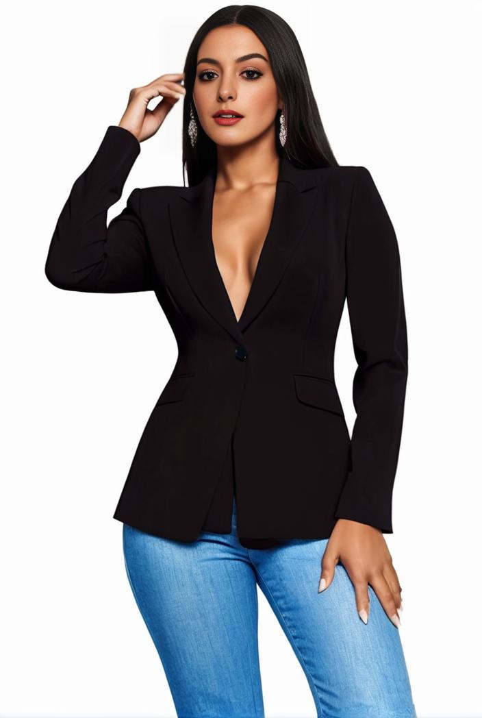 solid blazer with tie back and casual lapel long sleeve outerwear for women 119658