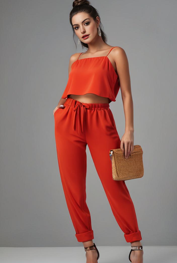 stylish sleeveless jumpsuit with tie waist and flap pockets for women 122262