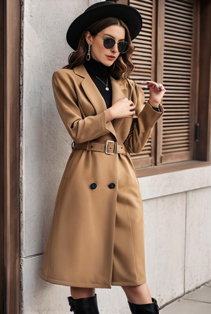 stylish women s winter overcoat with double breasted lapels and thermal lining 122580