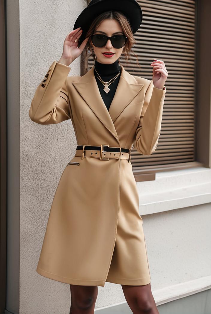 stylish women s winter overcoat with double breasted lapels and thermal lining 122585