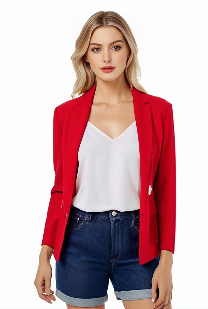 women s solid open front blazer with long sleeves for office wear 127500