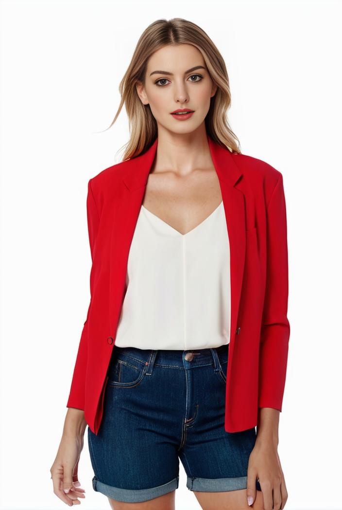 women s solid open front blazer with long sleeves for office wear 127502