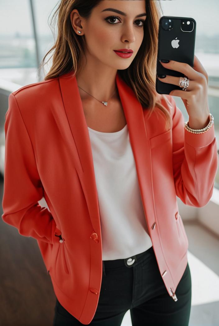 women s solid open front blazer with long sleeves for office wear 127512