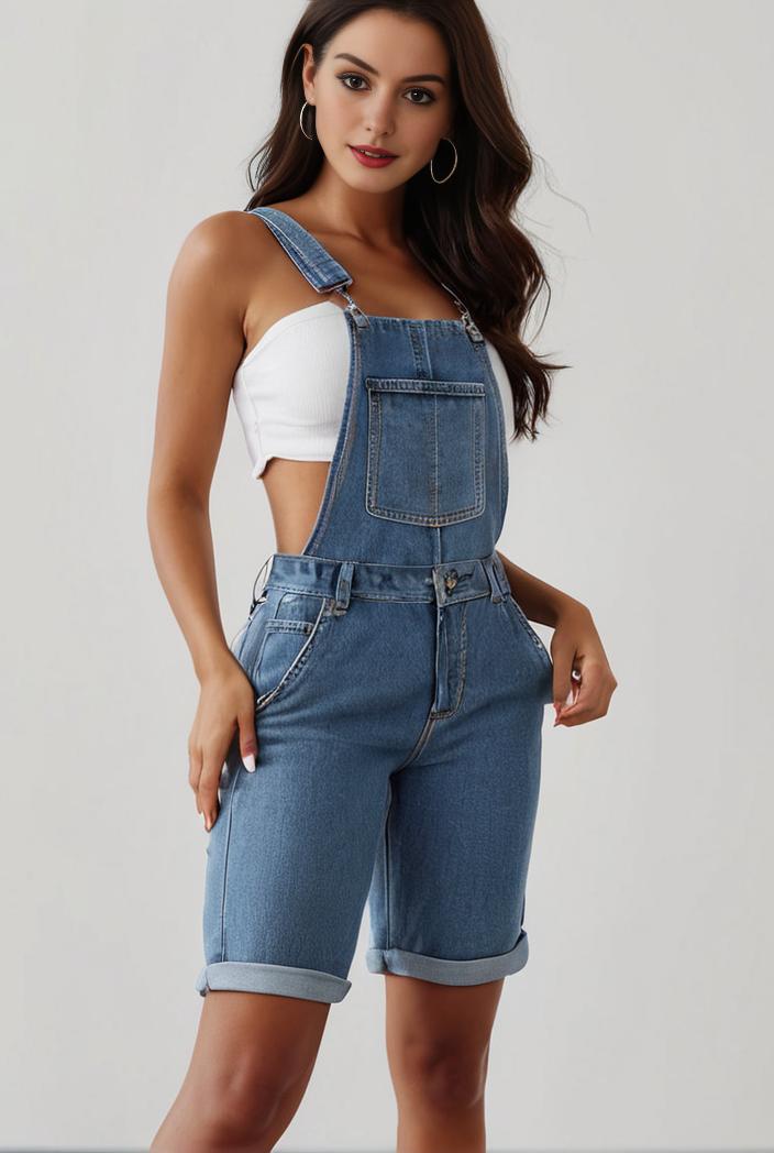 blue denim jumpsuit with distressed ripped details for women 129248