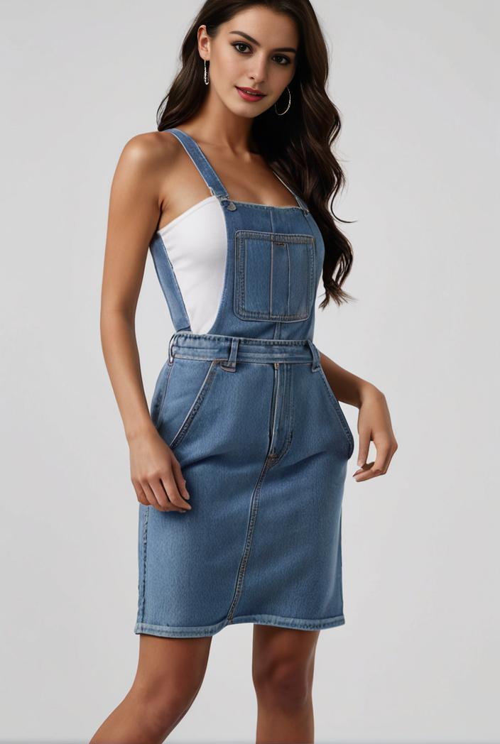 blue denim jumpsuit with distressed ripped details for women 129251