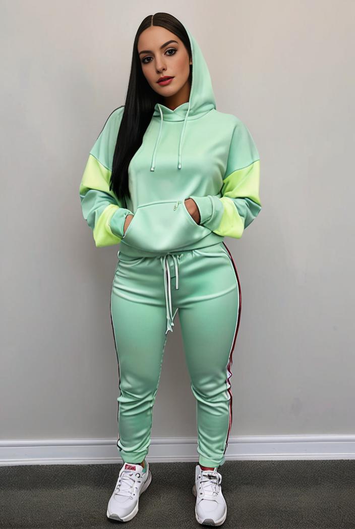 casual drawstring pants and hoodie combo set for women 131877
