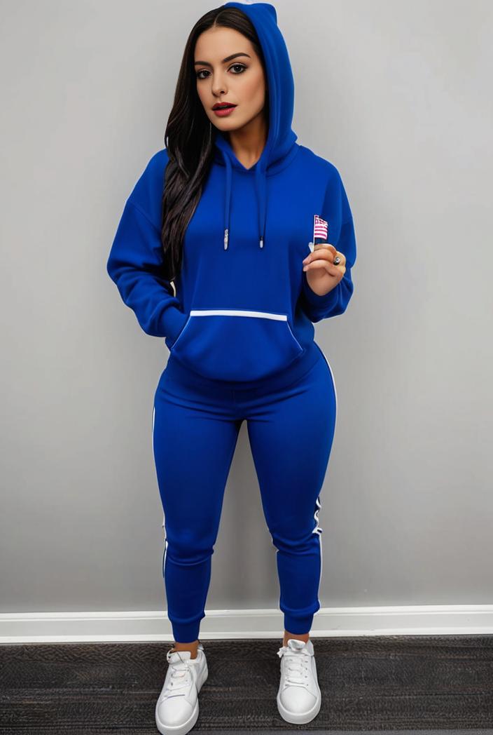 casual drawstring pants and hoodie combo set for women 131886