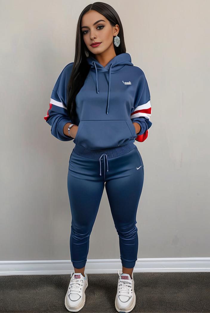 casual drawstring pants and hoodie combo set for women 131893