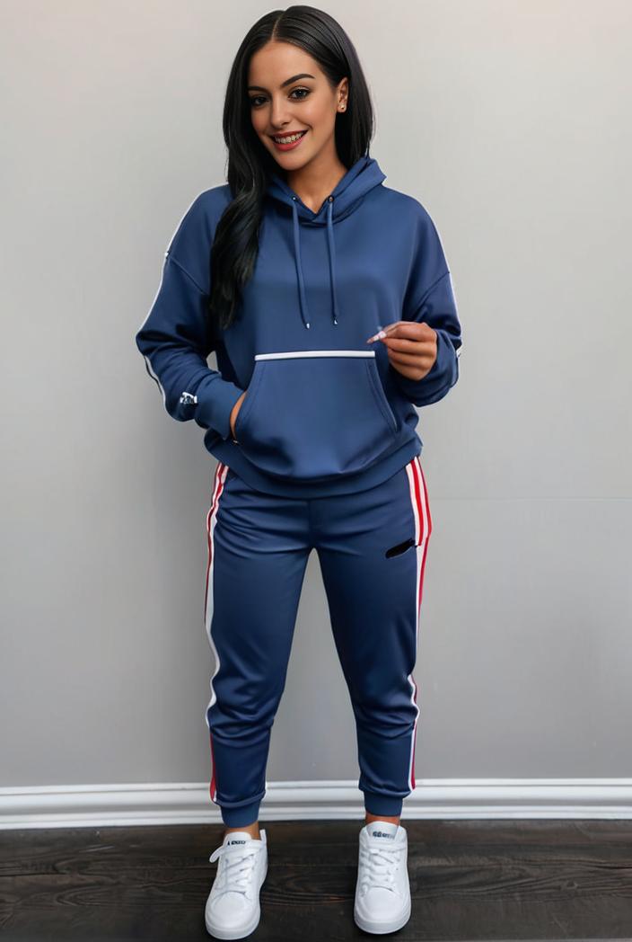 casual drawstring pants and hoodie combo set for women 131896