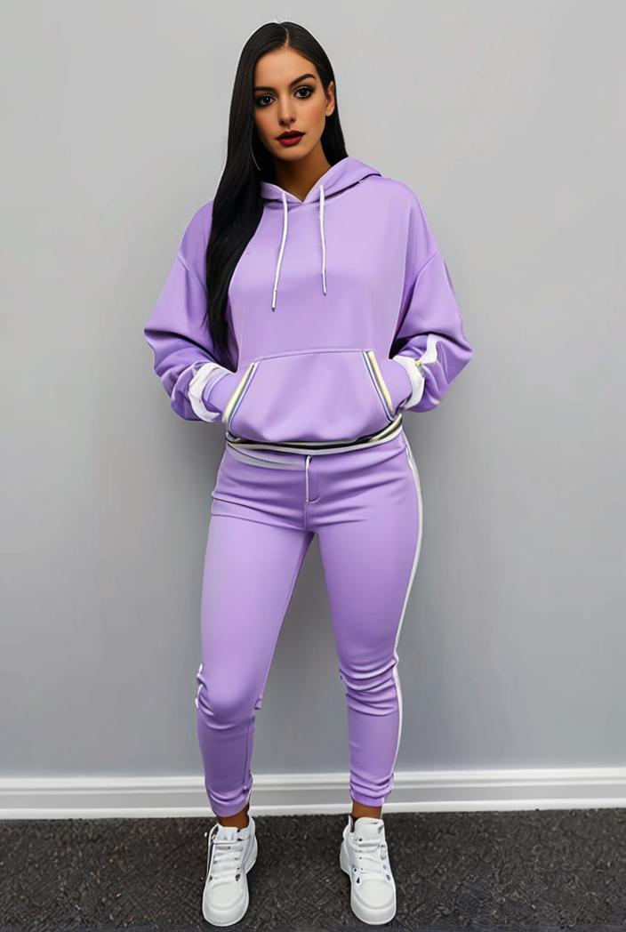 casual drawstring pants and hoodie combo set for women 131903