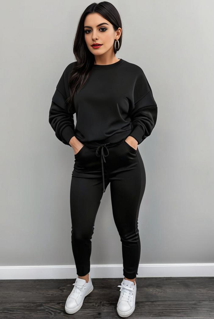 casual drawstring pants and hoodie combo set for women 131915