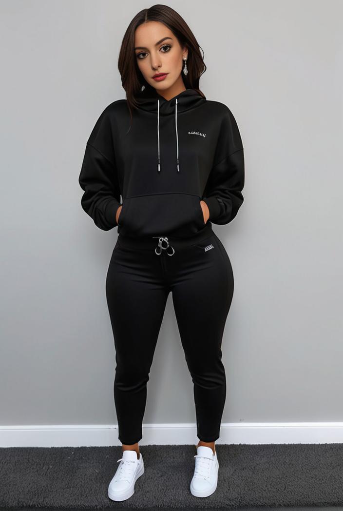 casual drawstring pants and hoodie combo set for women 131916