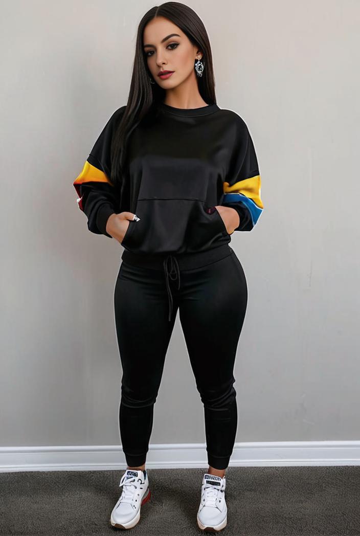 casual drawstring pants and hoodie combo set for women 131917