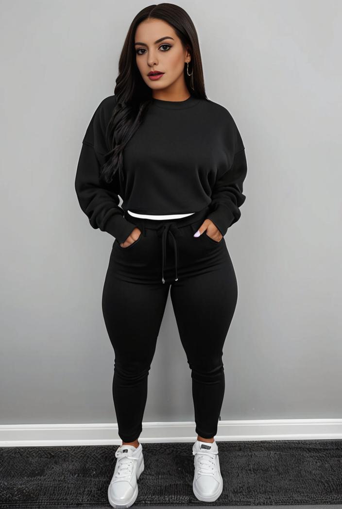 casual drawstring pants and hoodie combo set for women 131918