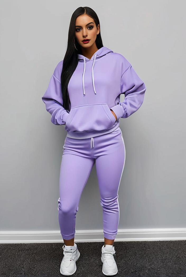 casual drawstring pants and hoodie combo set for women 131927