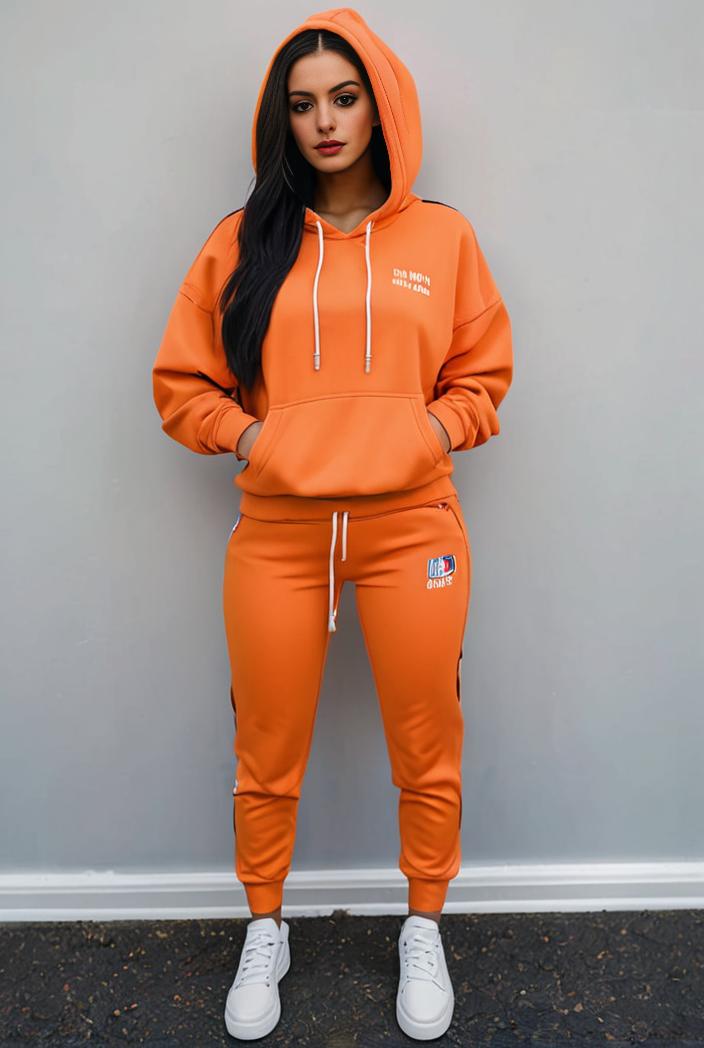 casual drawstring pants and hoodie combo set for women 131967