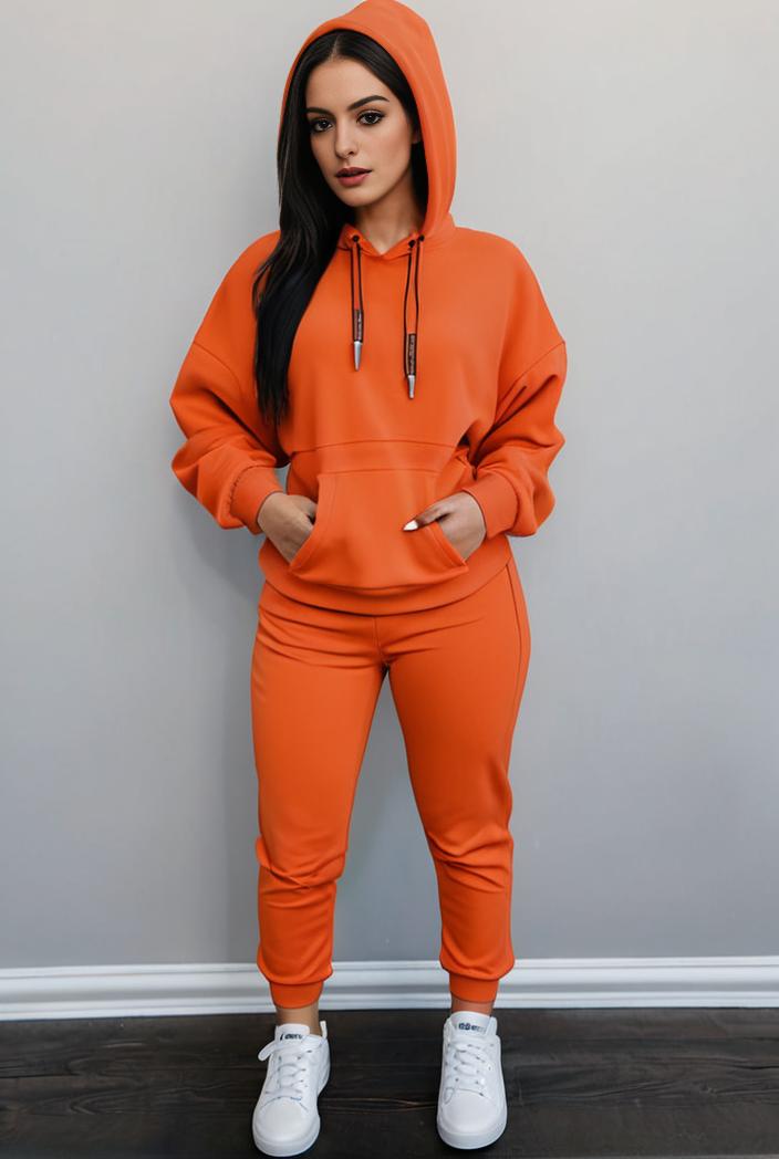 casual drawstring pants and hoodie combo set for women 131968