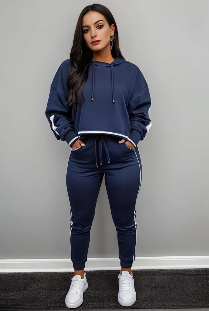 casual drawstring pants and hoodie combo set for women 131974